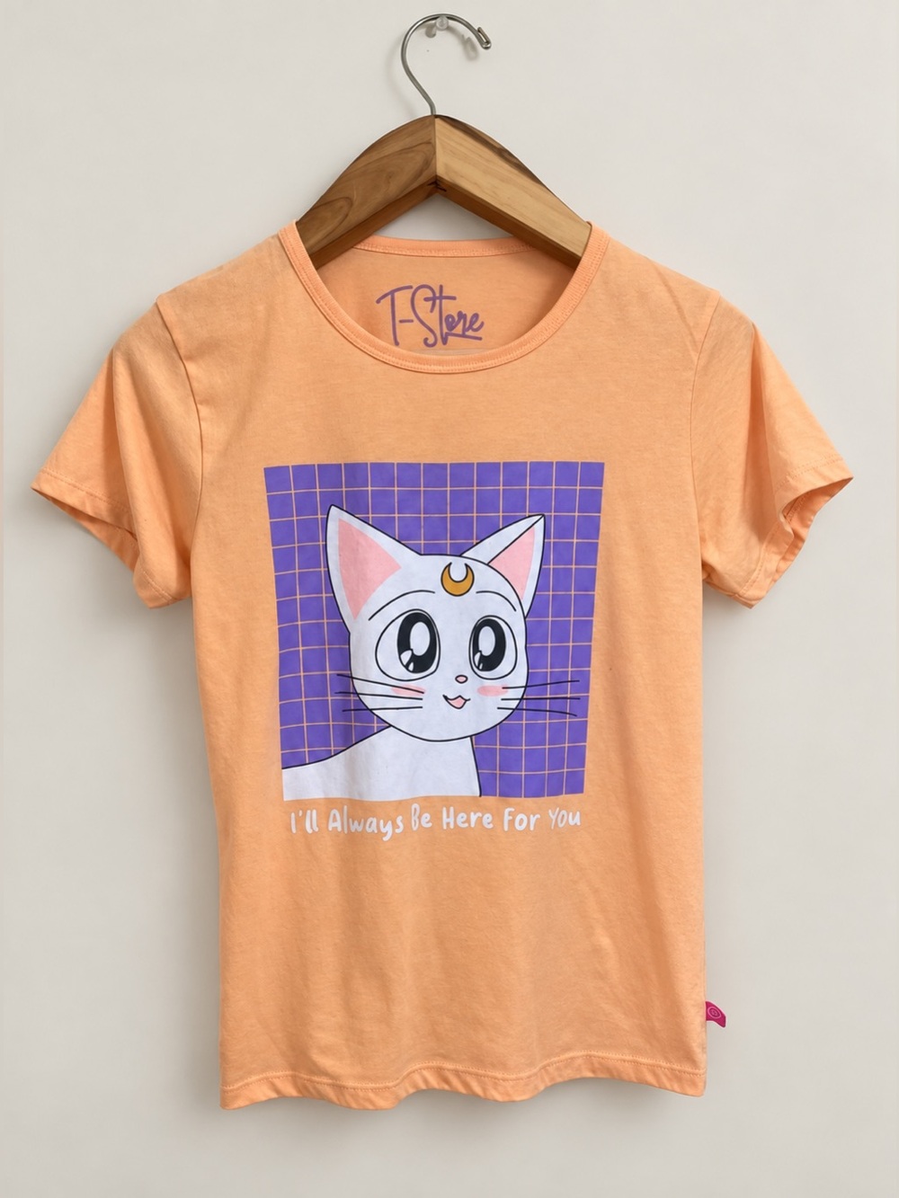 Sailor Moon Artemis Tee Pastel Peach Kawaii Anime Y2K Size Small
